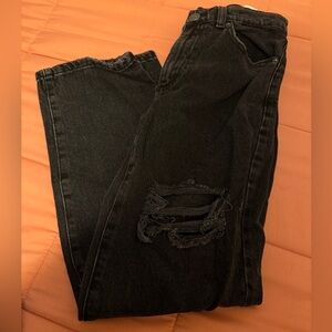 Garage Black Straight-Leg Jeans with Knee Distress Size 03/26